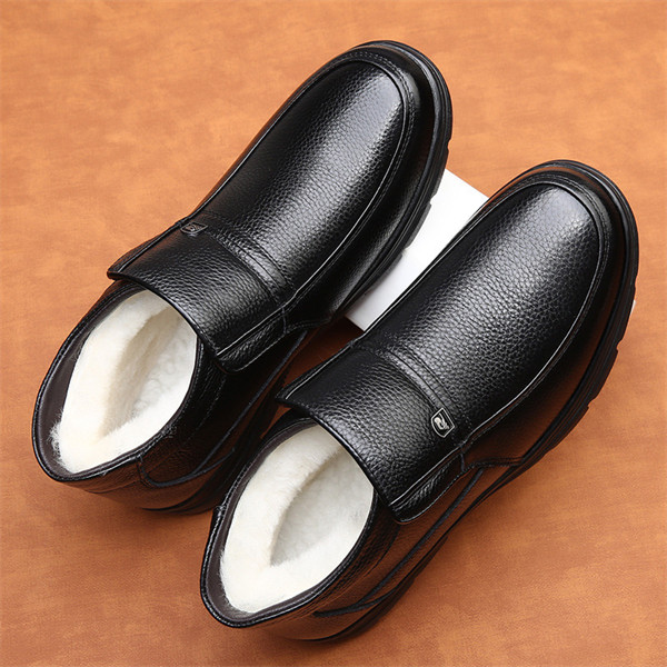 Men's Genuine Leather Waterproof Wool Lined Soft-Sole Loafers | Warm & Comfortable