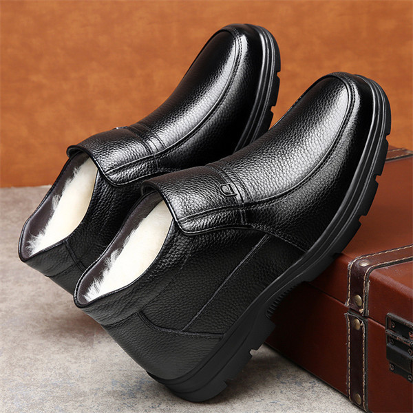 Men's Genuine Leather Waterproof Wool Lined Soft-Sole Loafers | Warm & Comfortable