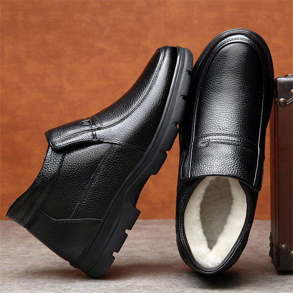 Men's Genuine Leather Waterproof Wool Lined Soft-Sole Loafers | Warm & Comfortable