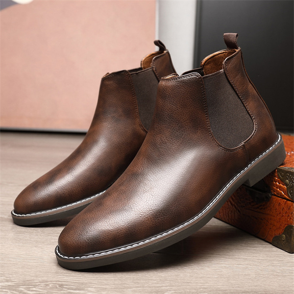 Men's genuine leather non-slip comfortable Chelsea shoes-MENSZONES