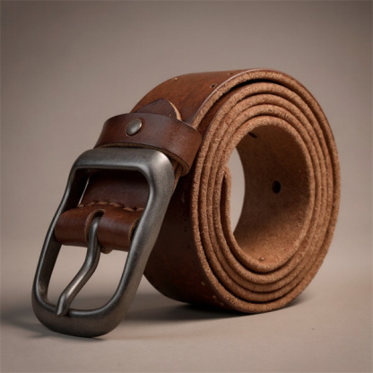 Handcrafted Full Grain Leather Belt: Vintage Style 1.5" Wide Thickened, Men's Belt