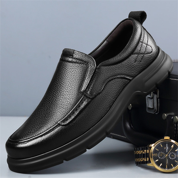 Genuine leather, soft sole, soft surface, non-slip, breathable casual leather shoes for middle-aged and elderly men