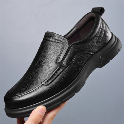 Genuine leather, soft sole, soft surface, non-slip, breathable casual leather shoes for middle-aged and elderly men