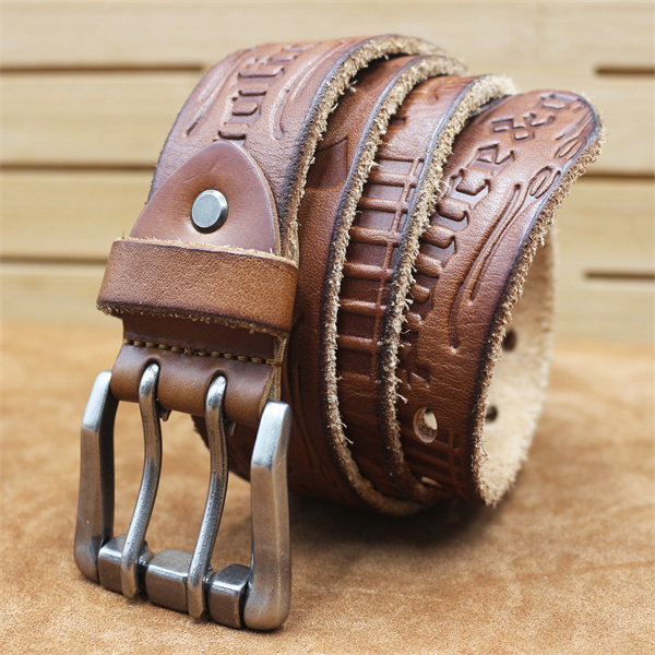 Handcrafted Full Grain Leather Belt | 1.5" Wide Thickened, Men's Belt