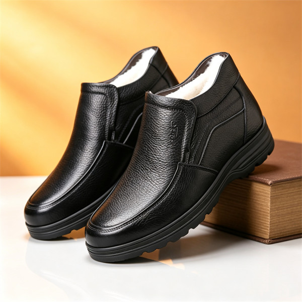 Men's Genuine Leather Waterproof Wool Lined Soft-Sole Loafers | Warm & Comfortable