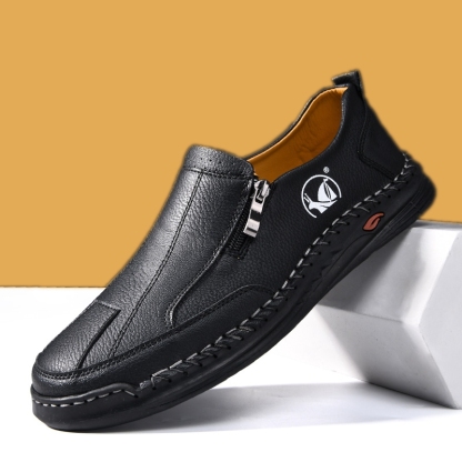 Men's genuine leather handmade non-slip breathable casual loafers