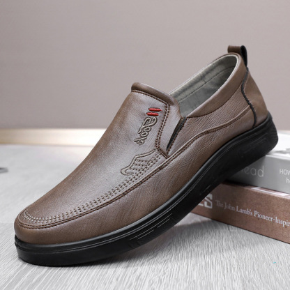 Men's Genuine Leather Soft Insole Casual Comfort Leather Slip-On Loafers