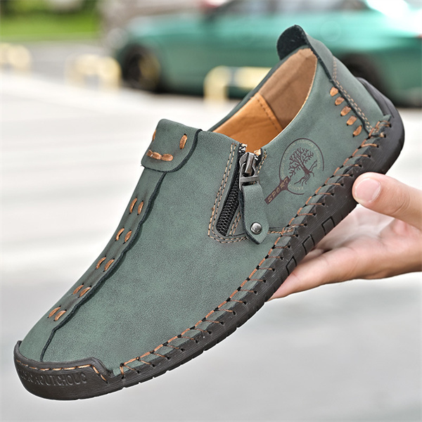 Men's handmade genuine leather non-slip soft sole casual loafers