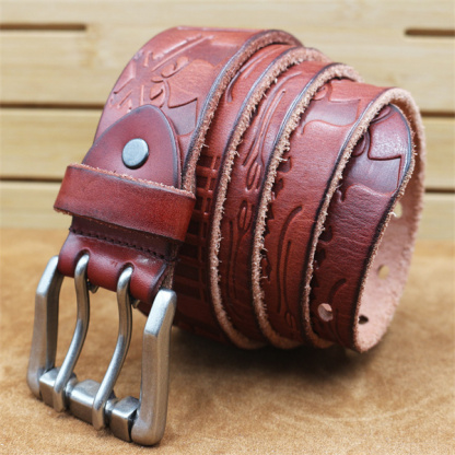 Handcrafted Full Grain Leather Belt | 1.5" Wide Thickened, Men's Belt