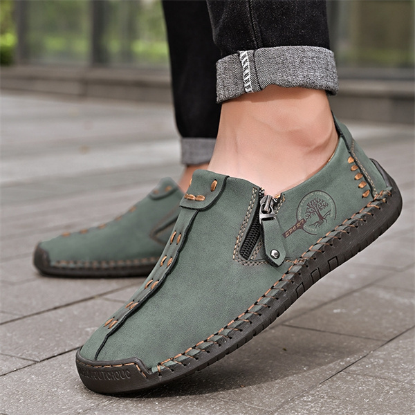 Men's handmade genuine leather non-slip soft sole casual loafers