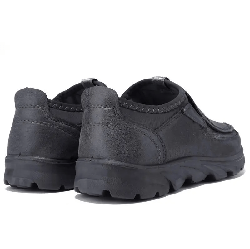 Mens Waterproof Soft Sole Sneakers Slip On Leather Loafers-MENSZONES