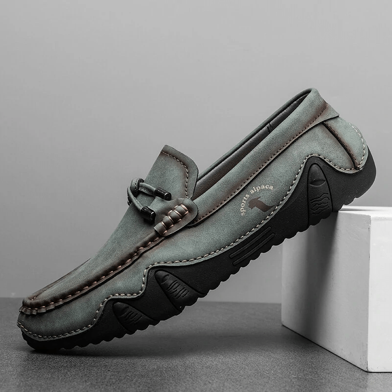 Mens Genuine Leather Breathable Soft Sole Casual Slip On Loafers-MENSZONES