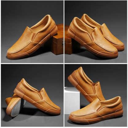 Men's genuine leather soft sole lightweight loafers-MENSZONES