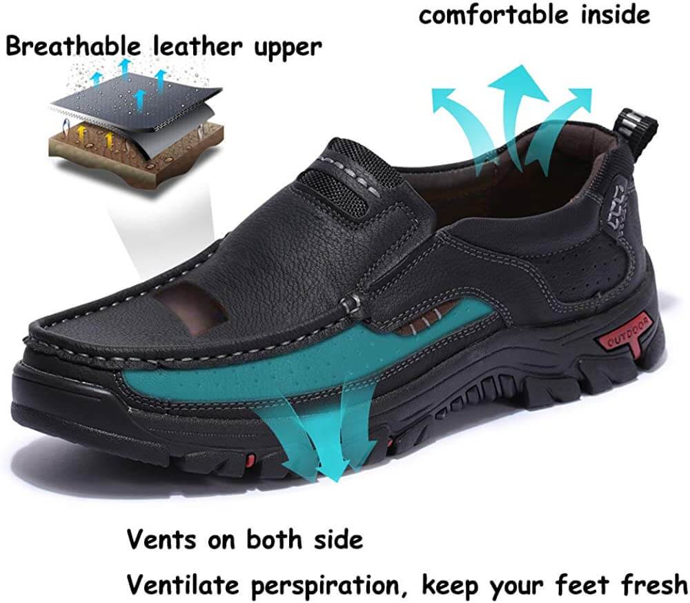 Men's Casual Non-Slip Comfy Breathable Leather Slip On Lofers-MENSZONES