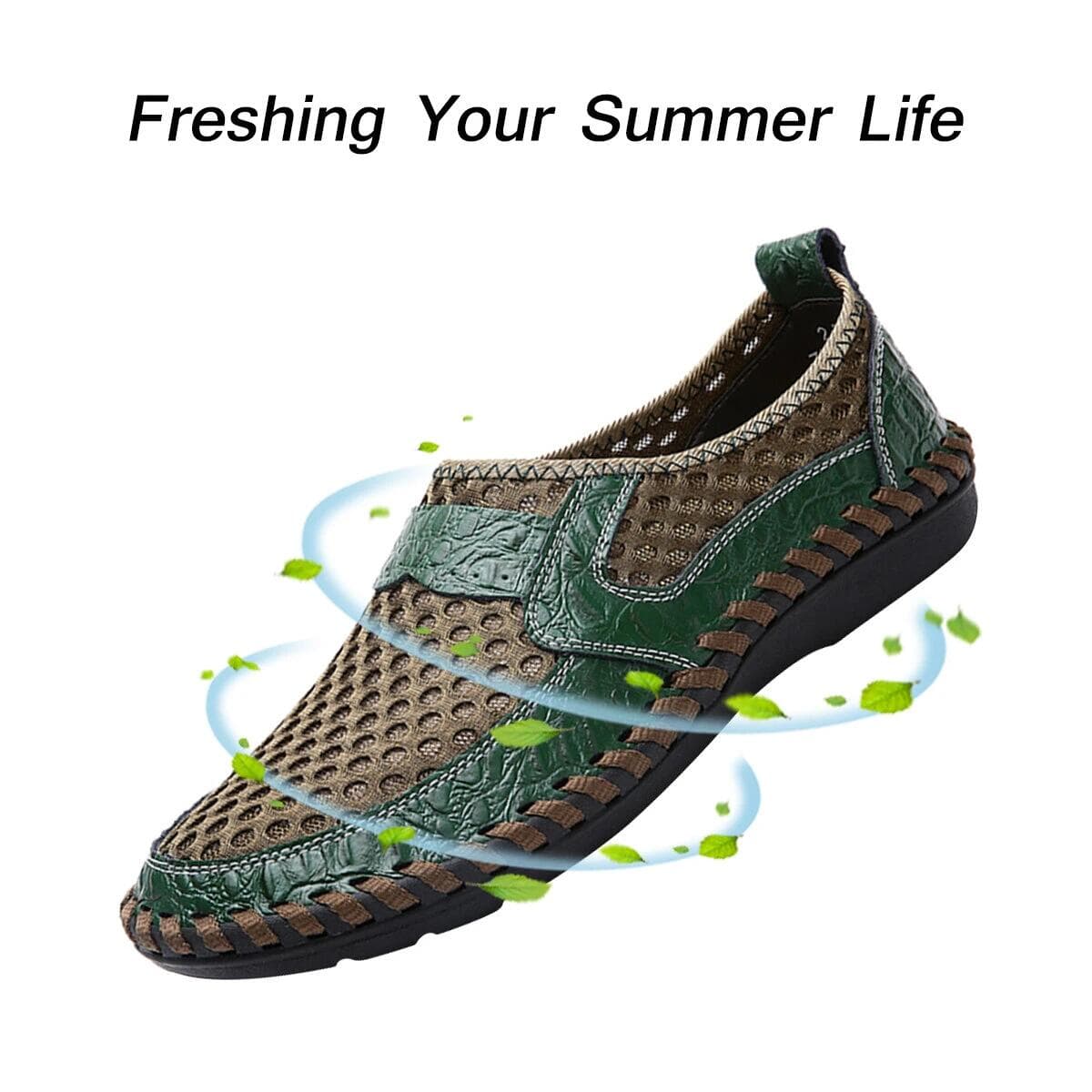 Mens Hand Stitching Breathable Honeycomb Slip-on Casual Shoes-MENSZONES