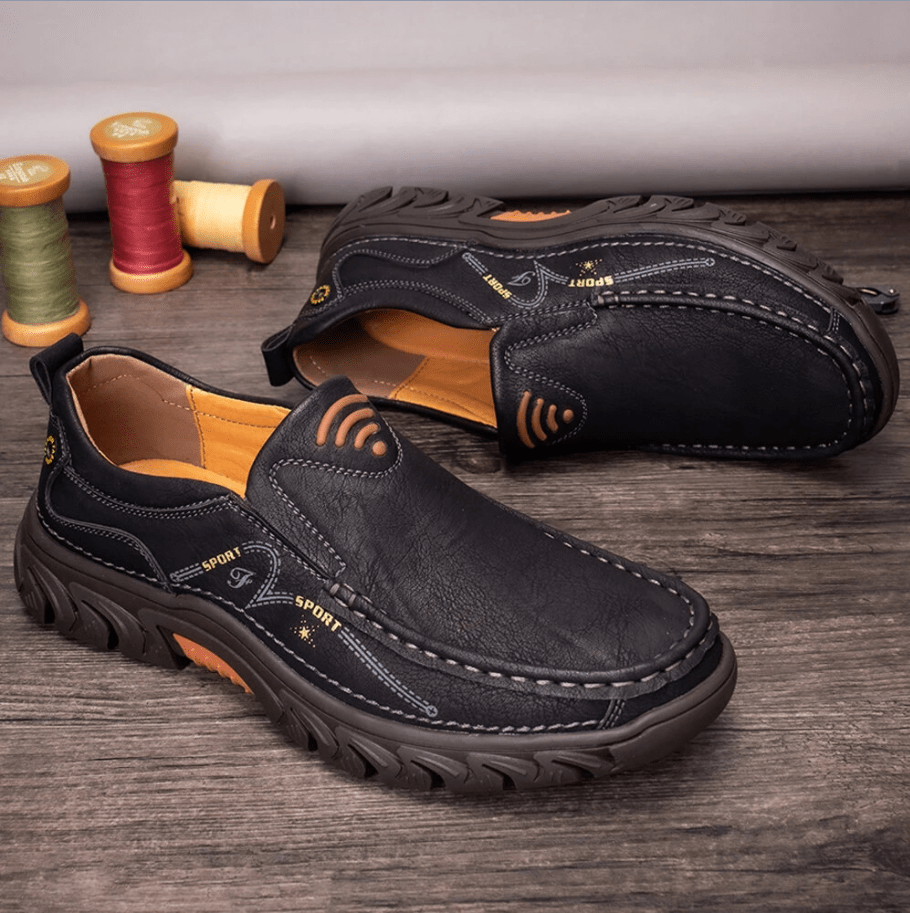 Mens Waterproof Non Slip Casual Genuine Leather Loafers-MENSZONES