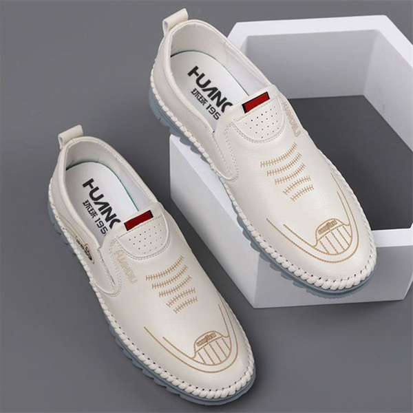 Men's genuine leather soft sole driving shoes casual loafers