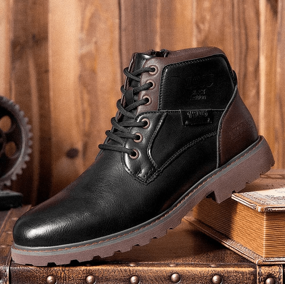 Men Retro British Style Waterproof Non-Slip Casual Side-zip Martin Boots-MENSZONES