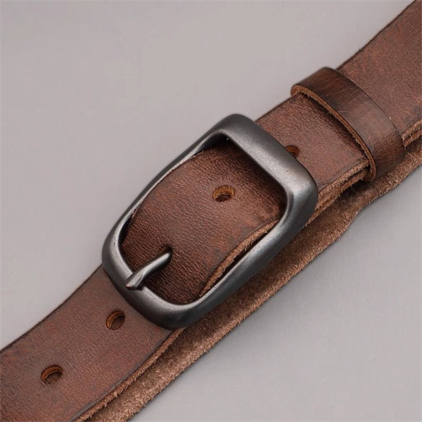 Handcrafted Full Grain Leather Belt: Vintage Style 1.5" Wide Thickened, Men's Belt