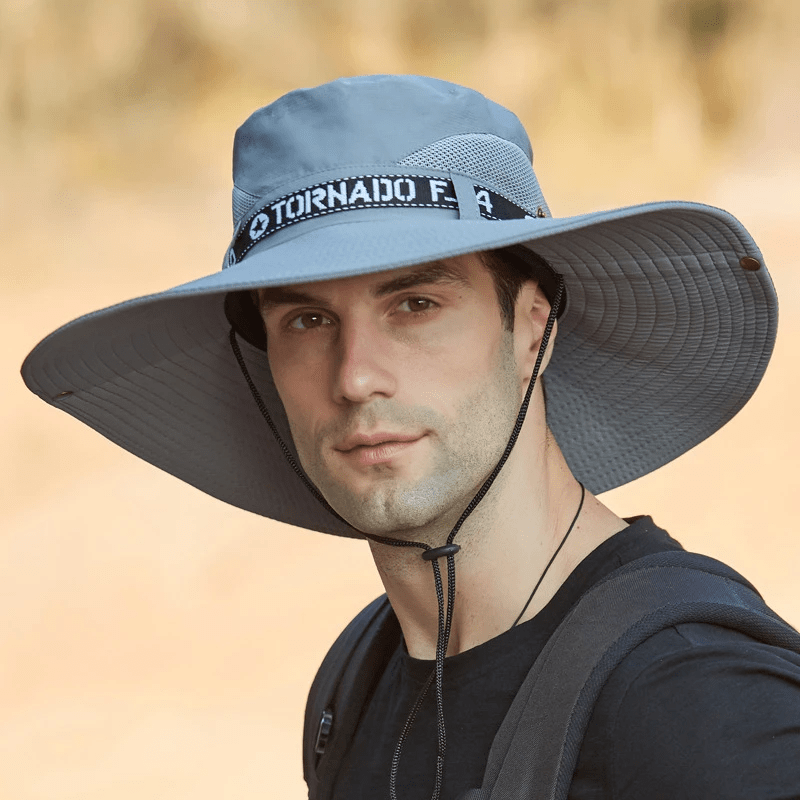 Men Anti-UV Sun Mesh Breathable Outdoor Fishing Climbing Bucket Hats-MENSZONES