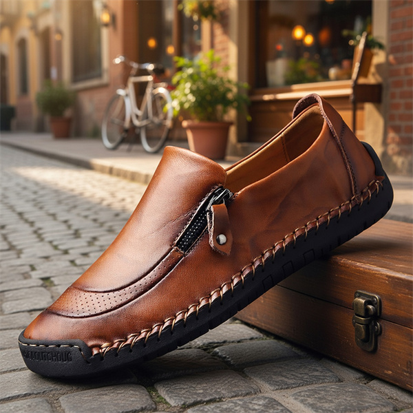 Men's Waterproof Handmade Side Zipper Casual Comfort Loafers