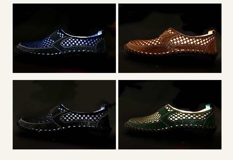 Mens Hand Stitching Breathable Honeycomb Slip-on Casual Shoes-MENSZONES