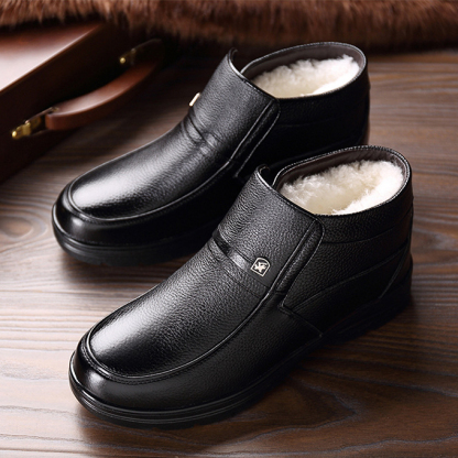 Men's leather waterproof fleece lined soft sole shoes-MENSZONES
