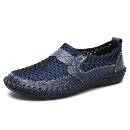 Mens Hand Stitching Breathable Honeycomb Slip-on Casual Shoes-MENSZONES