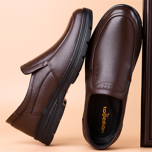 Men’s Genuine Leather Loafers | Slip-On Business Casual Shoes