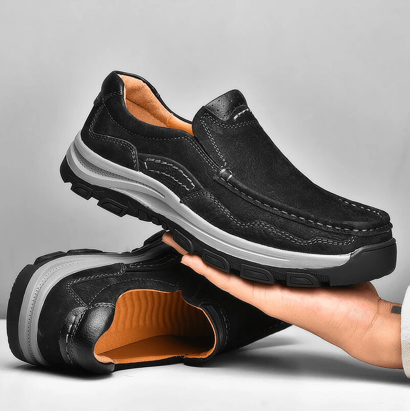 Mens Non-slip Soft Sole Comfy Casual Genuine Leather Loafers-MENSZONES