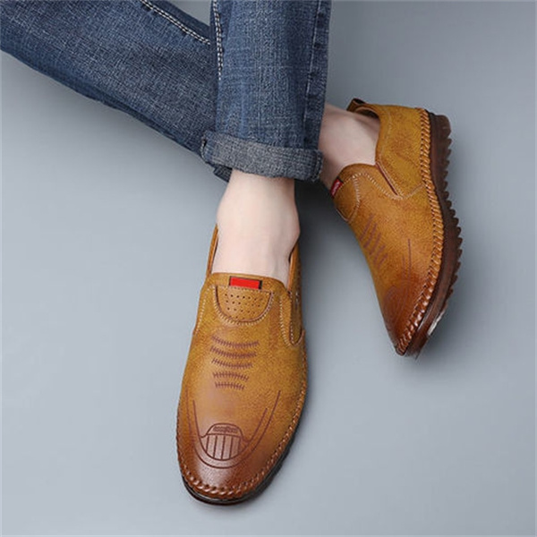 Men's genuine leather soft sole driving shoes casual loafers