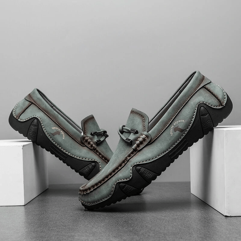 Mens Genuine Leather Breathable Soft Sole Casual Slip On Loafers-MENSZONES