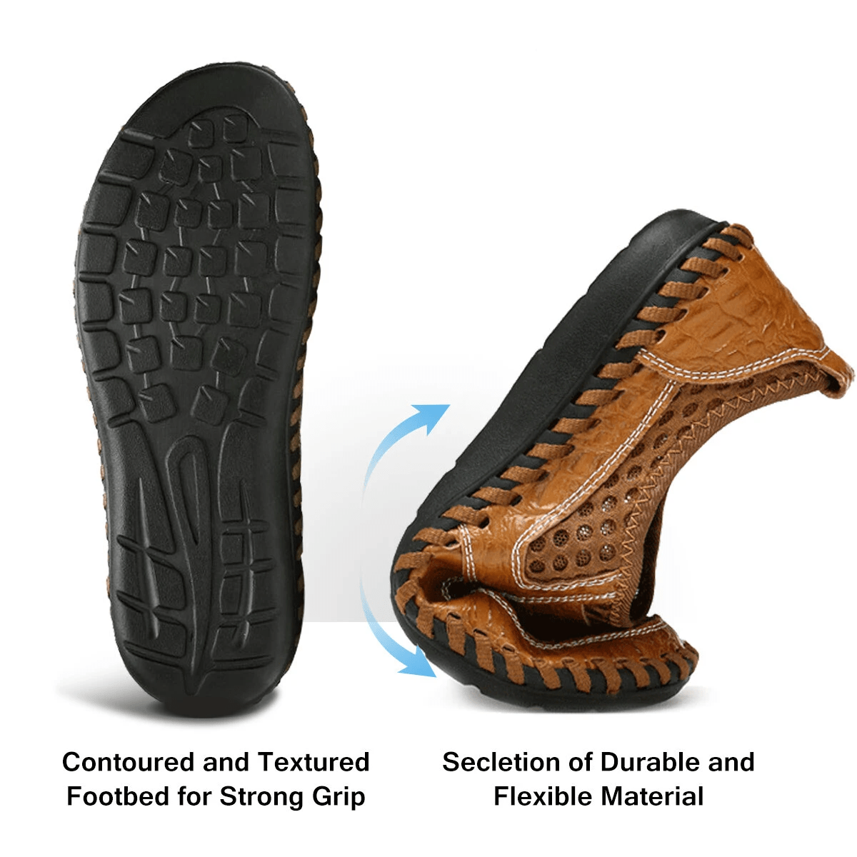 Mens Hand Stitching Breathable Honeycomb Slip-on Casual Shoes-MENSZONES
