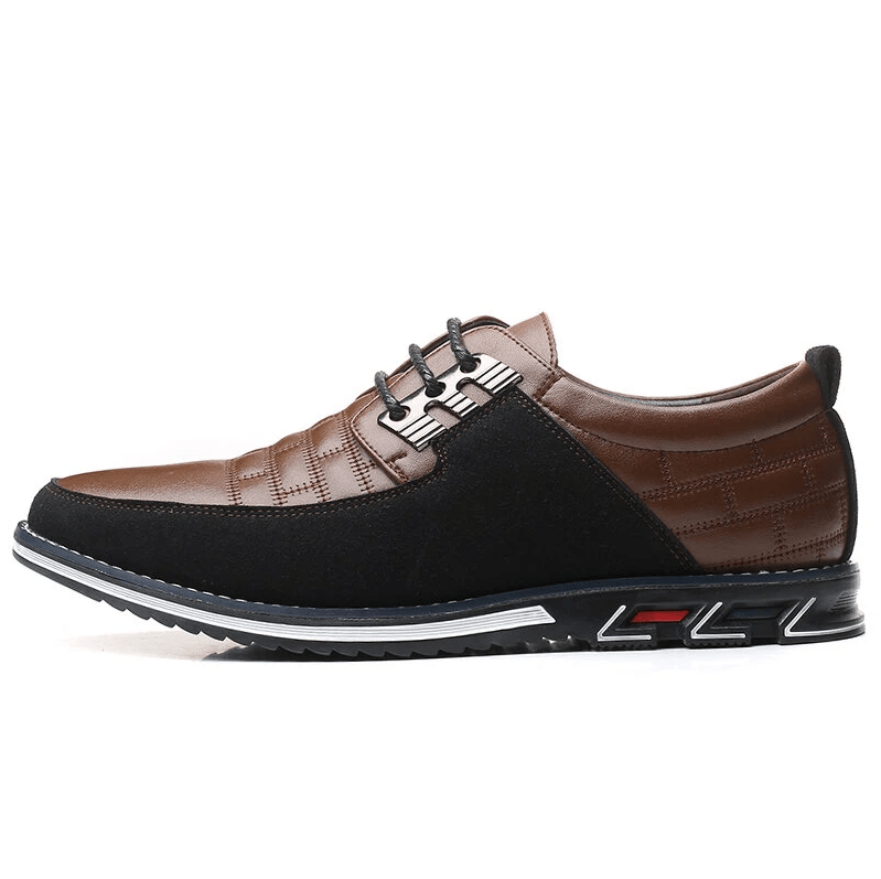Men Splicing Non Slip Business Casual Comfortable Leather Oxfords-MENSZONES