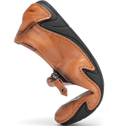 Mens Non Slip Comfy Soft Sole Casual Zipper Leather Loafers-MENSZONES