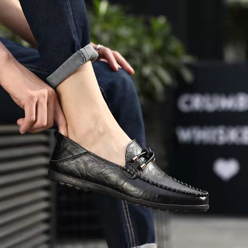 Genuine Leather Comfy Casual Business Slip On Loafer Moccasins Shoes-MENSZONES