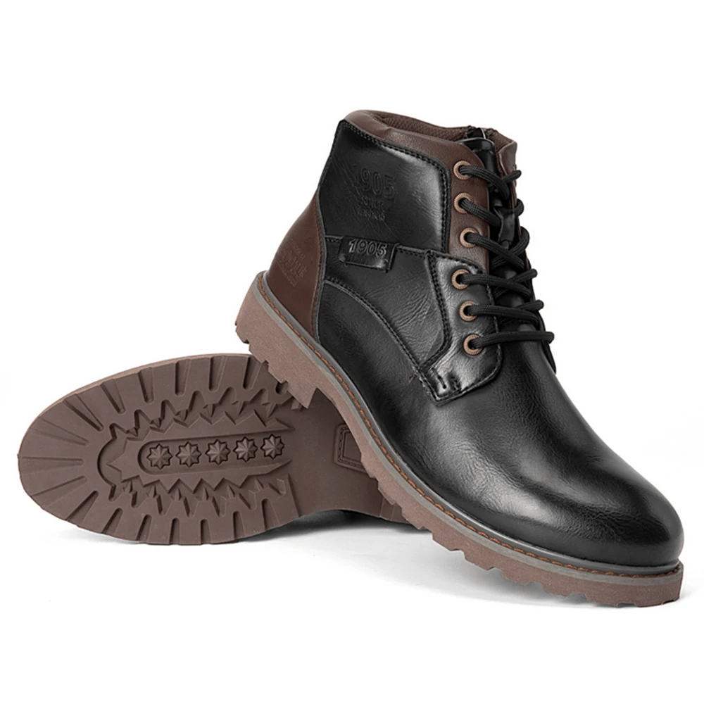 Men Retro British Style Waterproof Non-Slip Casual Side-zip Martin Boots-MENSZONES