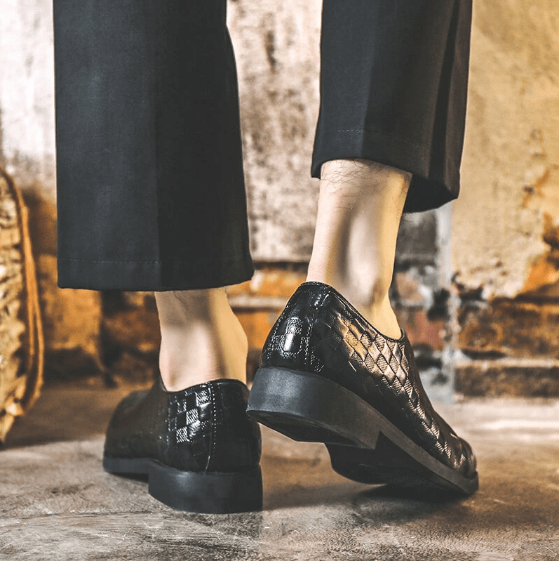 Men Casual Business Cap Toe Lace-up Leather Dress Oxfords-MENSZONES