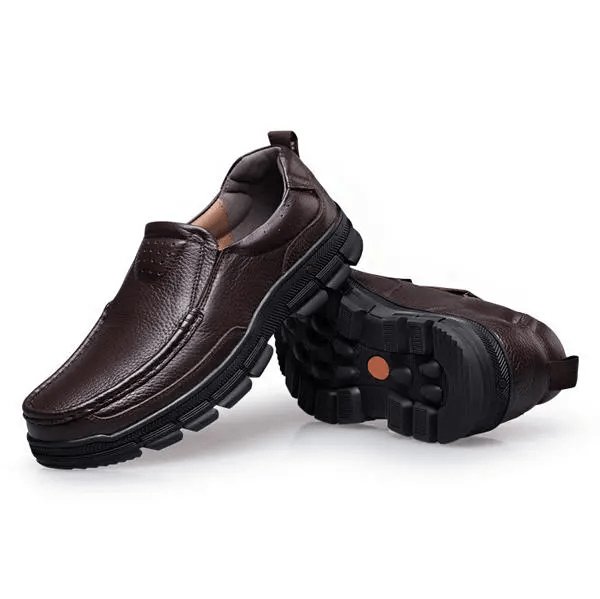 Mens Comfy Soft Bottom Genuine Leather Slip On Loafers-MENSZONES