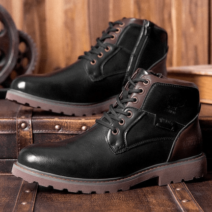Men Retro British Style Waterproof Non-Slip Casual Side-zip Martin Boots-MENSZONES
