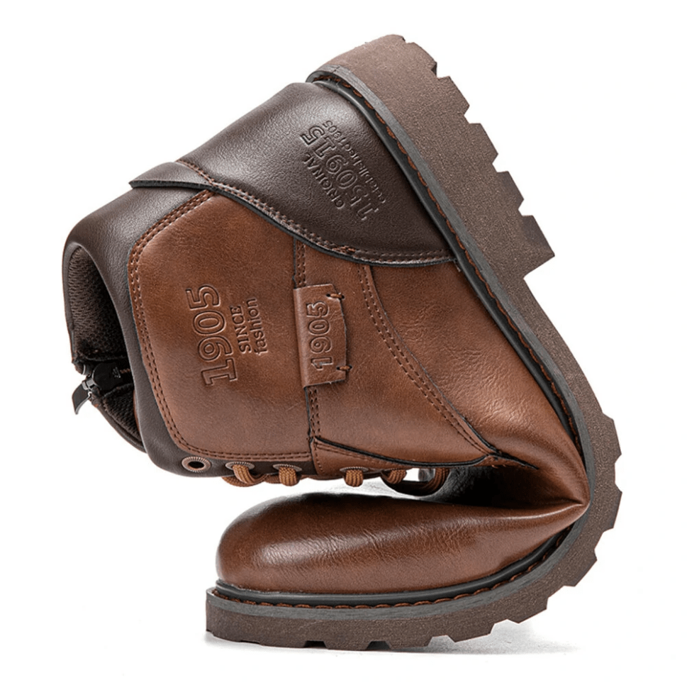 Men Retro British Style Waterproof Non-Slip Casual Side-zip Martin Boots-MENSZONES