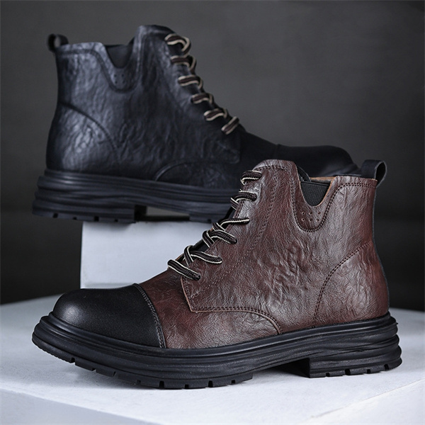 Men's Genuine Leather Waterproof Non-slip Casual Chukka Boots-MENSZONES