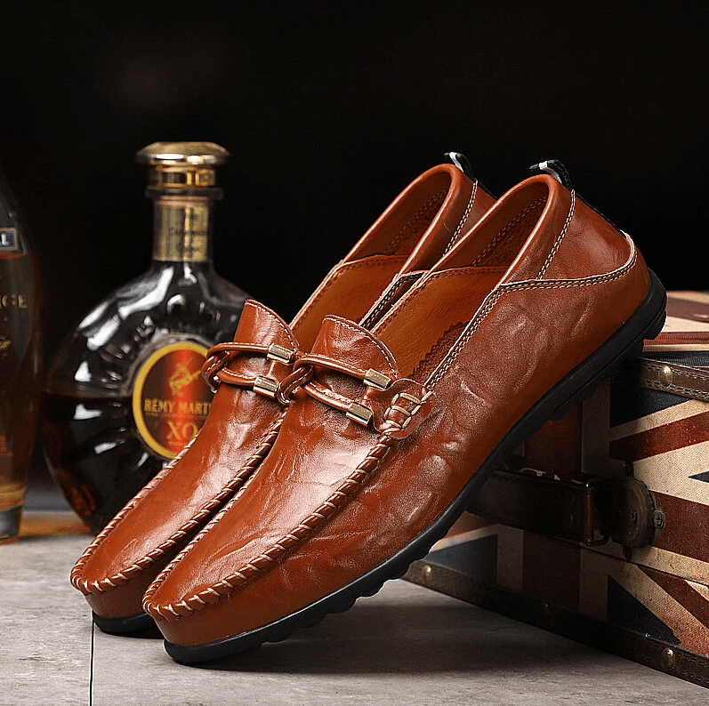 Genuine Leather Comfy Casual Business Slip On Loafer Moccasins Shoes-MENSZONES