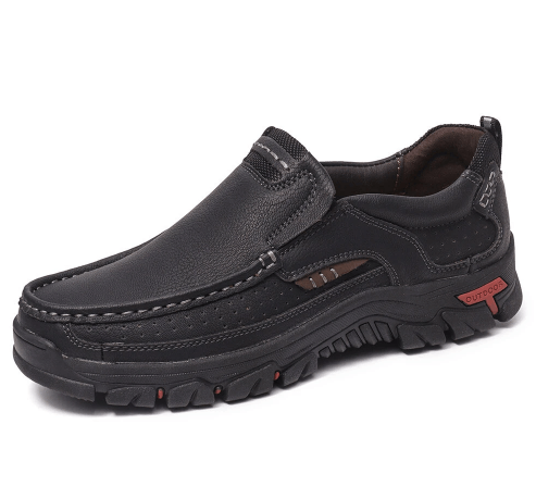 Men's Casual Non-Slip Comfy Breathable Leather Slip On Lofers-MENSZONES