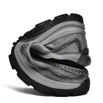 Mens Non-slip Soft Sole Comfy Casual Genuine Leather Loafers-MENSZONES