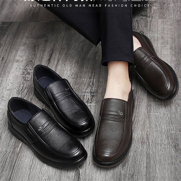 Men's leather soft sole casual loafers-MENSZONES