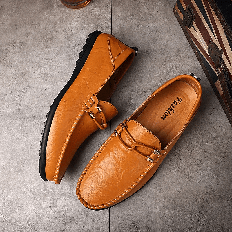Genuine Leather Comfy Casual Business Slip On Loafer Moccasins Shoes-MENSZONES