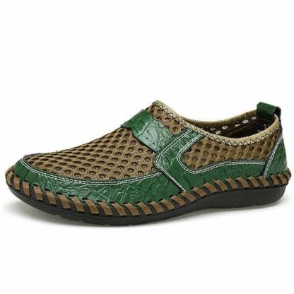 Mens Hand Stitching Breathable Honeycomb Slip-on Casual Shoes-MENSZONES