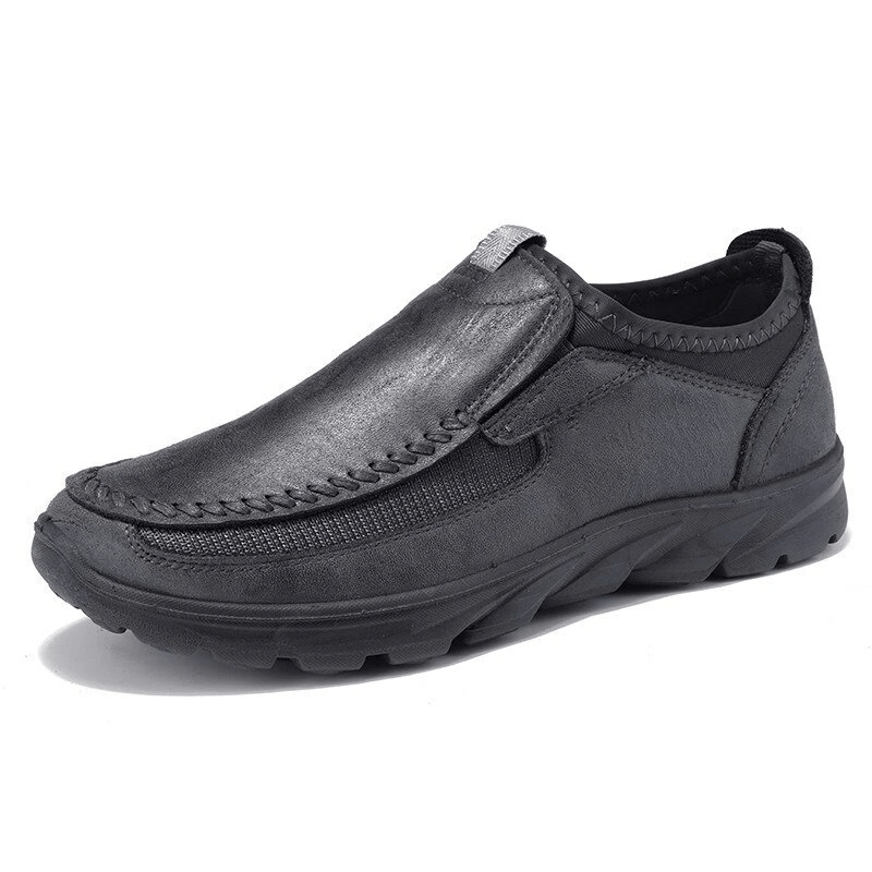 Mens Waterproof Soft Sole Sneakers Slip On Leather Loafers-MENSZONES