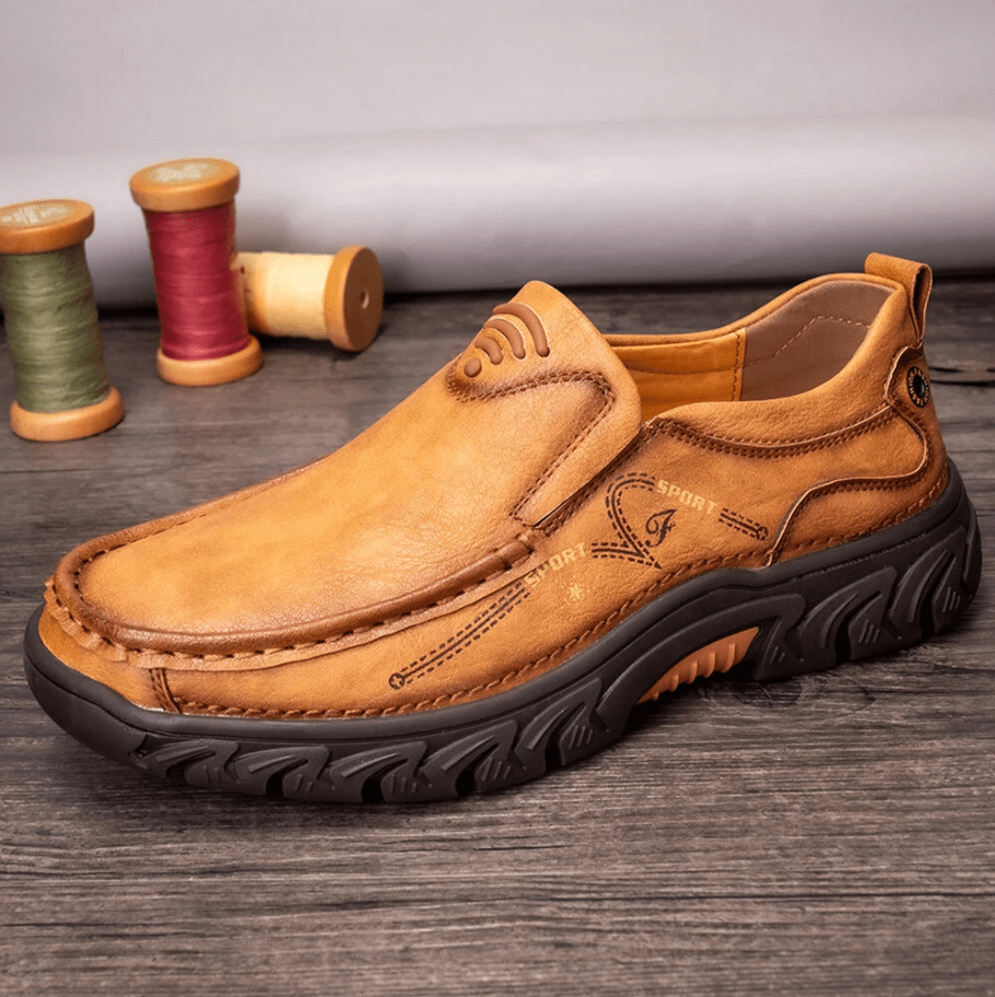 Mens Waterproof Non Slip Casual Genuine Leather Loafers-MENSZONES